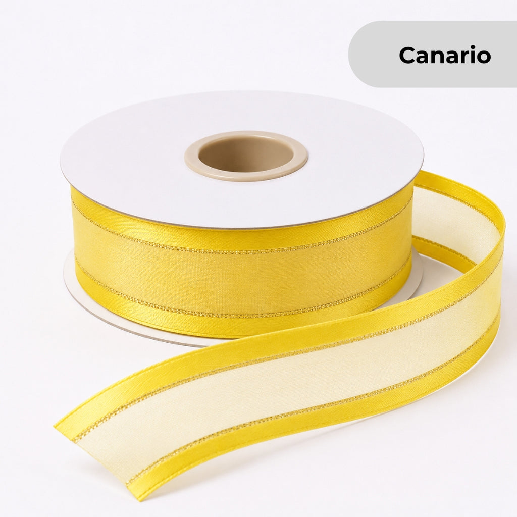 Listón de Organza con Orilla Satinada #5 (23 mm x 23 m) para Moños y Ramos