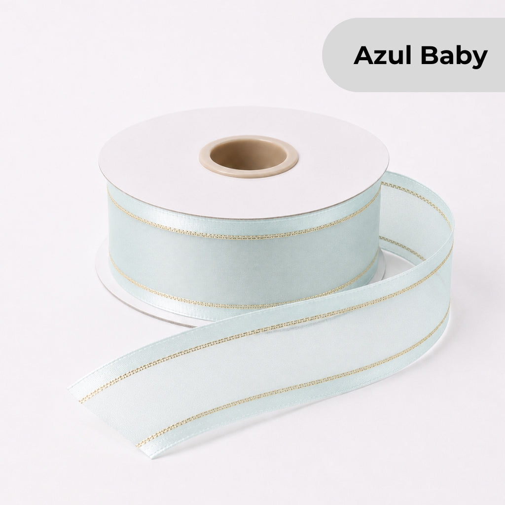 Listón de Organza con Orilla Satinada #5 (23 mm x 23 m) para Moños y Ramos
