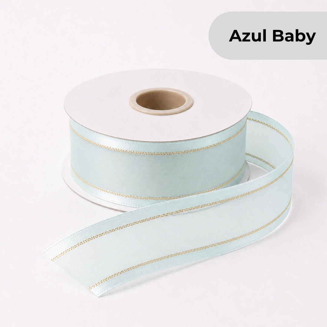 Listón de Organza con Orilla Satinada #5 (23 mm x 23 m) para Moños y Ramos