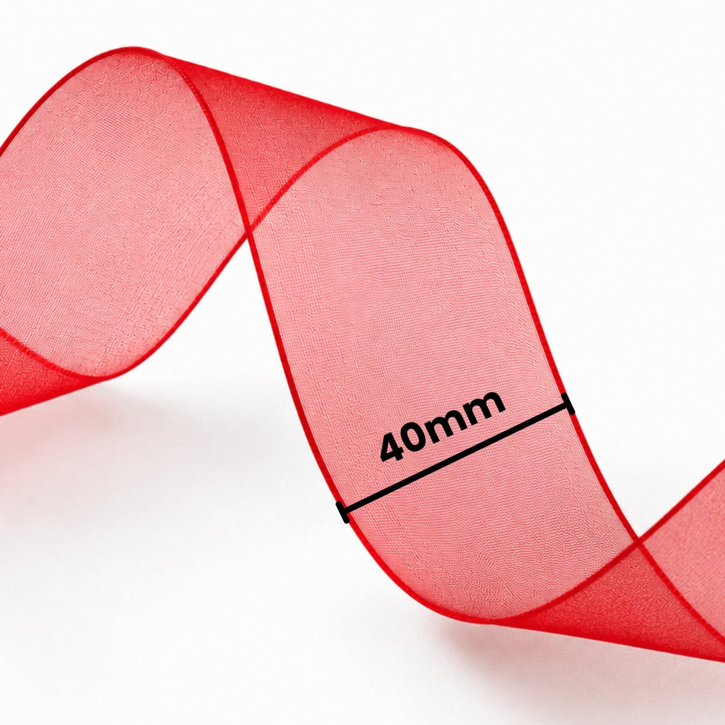 Listón de Organza Liso Premium (40 mm x 22 m) para Ramos y Regalos