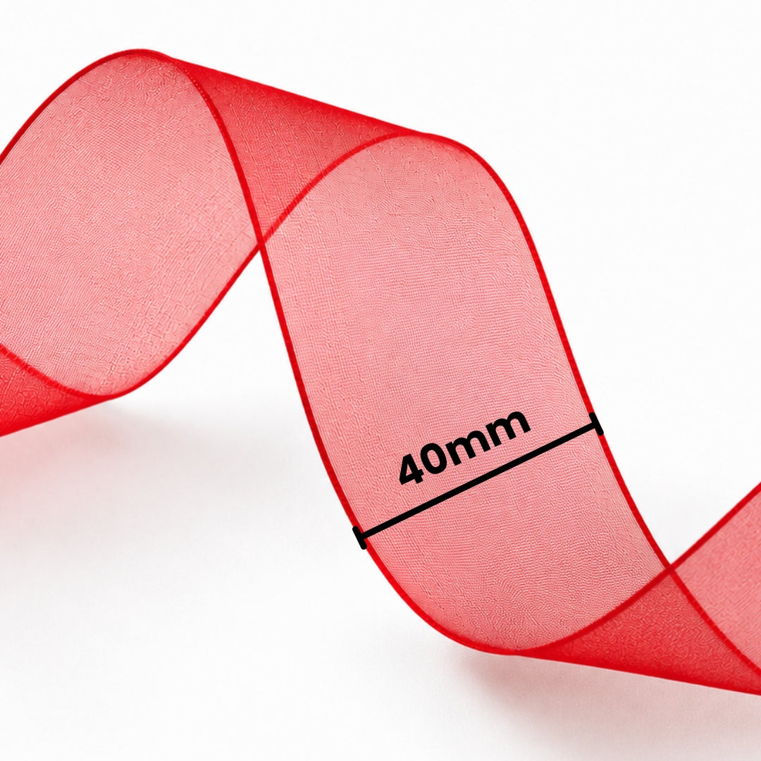 Listón de Organza Liso Premium (40 mm x 22 m) para Ramos y Regalos