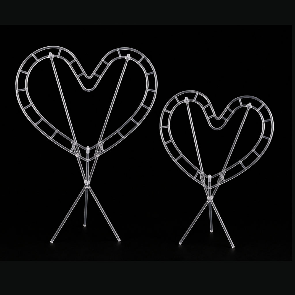 Estructura de Plástico en Forma de Corazón para Ramos Buchones (Kit con 2 Medidas y 18 Soportes)