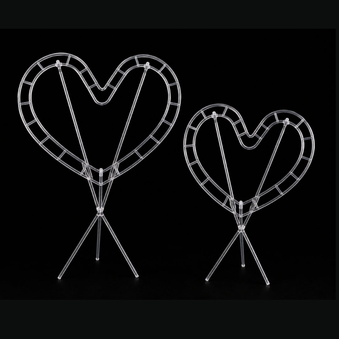 Estructura de Plástico en Forma de Corazón para Ramos Buchones (Kit con 2 Medidas y 18 Soportes)