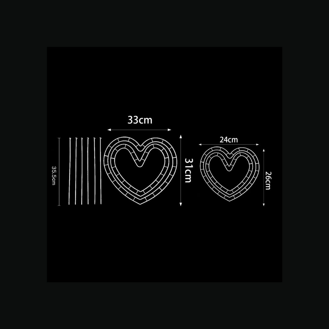 Estructura de Plástico en Forma de Corazón para Ramos Buchones (Kit con 2 Medidas y 18 Soportes)