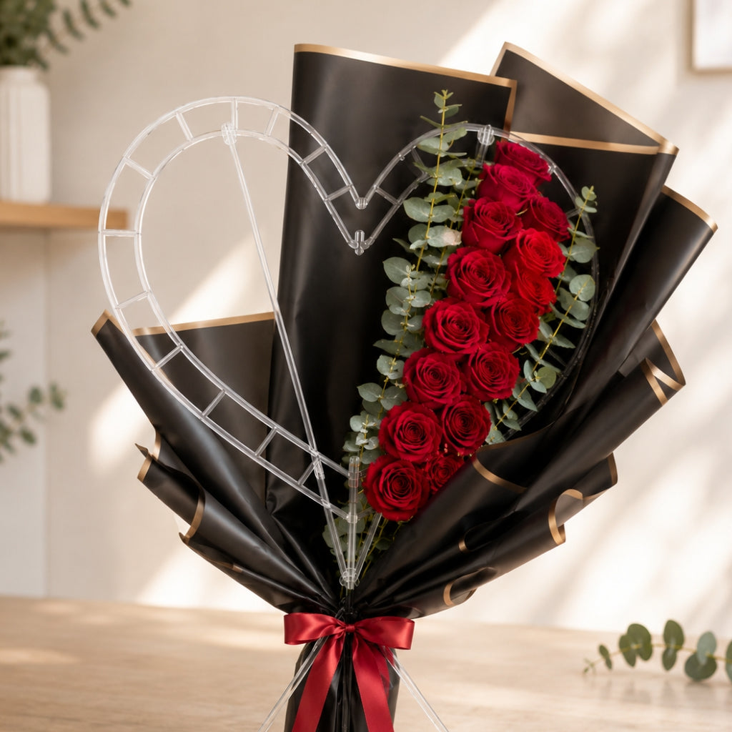 Estructura de Plástico en Forma de Corazón para Ramos Buchones (Kit con 2 Medidas y 18 Soportes)