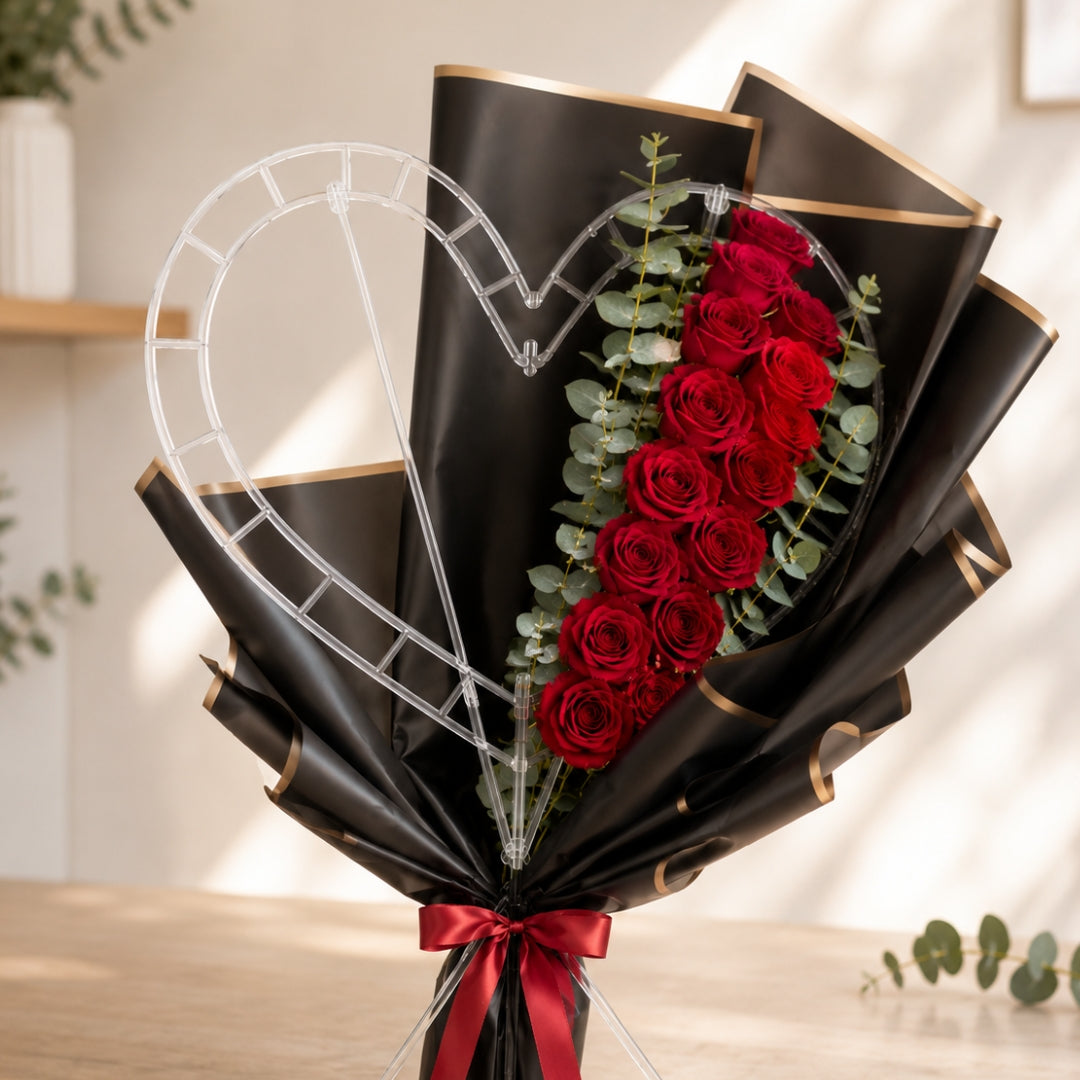 Estructura de Plástico en Forma de Corazón para Ramos Buchones (Kit con 2 Medidas y 18 Soportes)