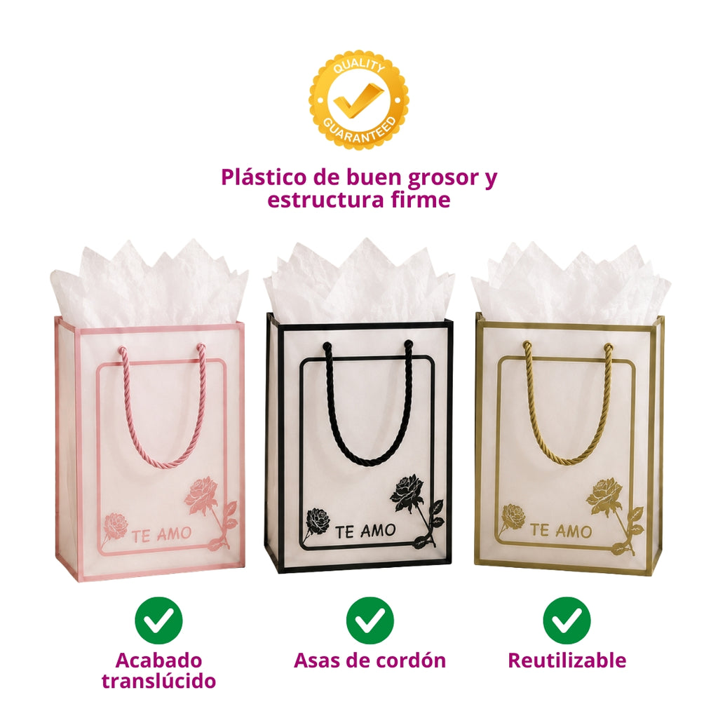 Bolsa Transparente para Regalos y Ramos 35x25x15 cm (Pack con 10 Piezas) | Papel Chic