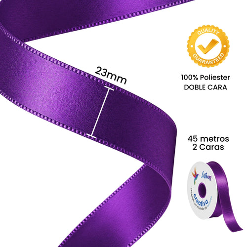 Listón Satín Doble Cara #5 (23 mm x 45 m) - Cinta de Alta Densidad para Ramos Eternos y Manualidades