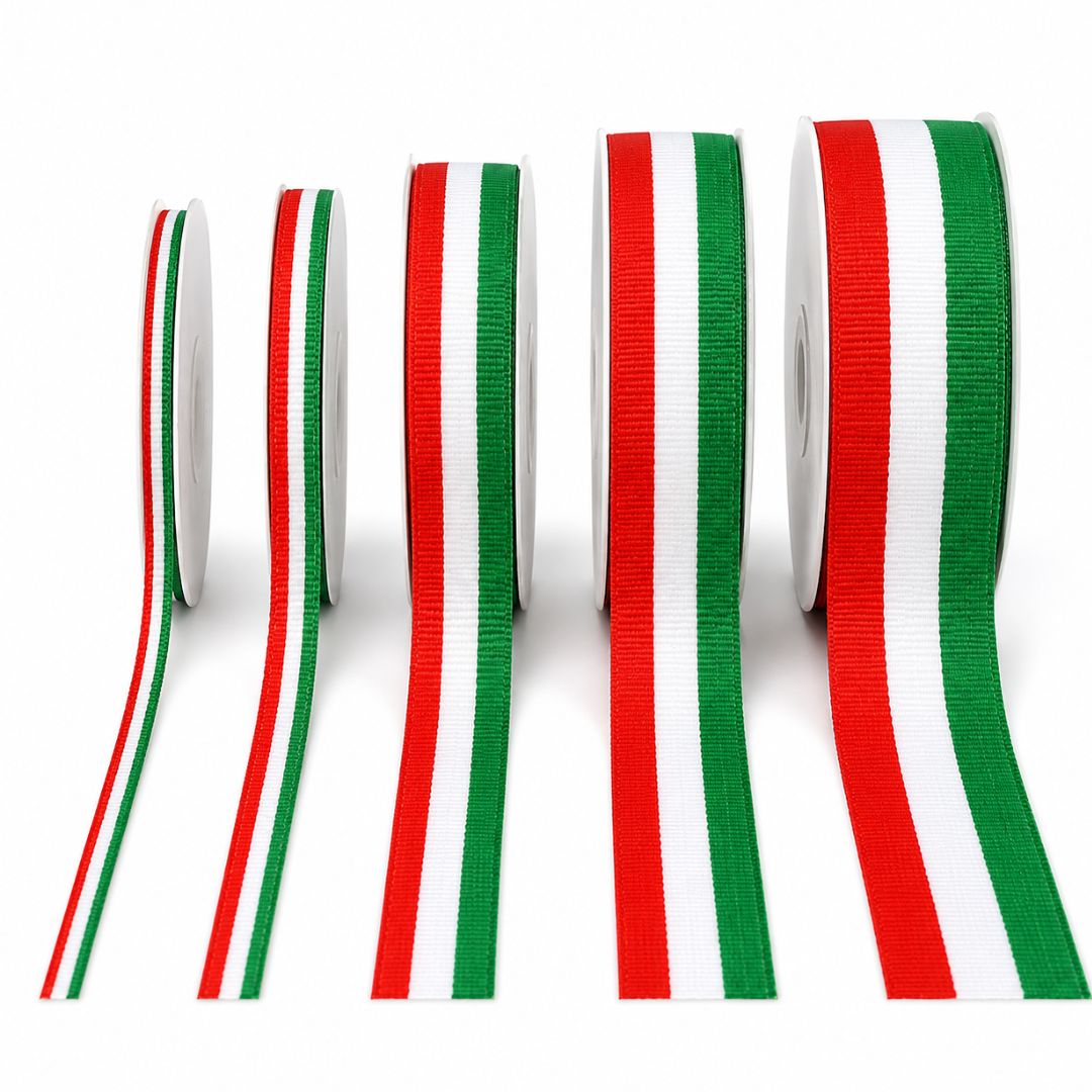 Rollos de Listón Popotillo Tricolor 45 Metros (Variedad de Anchos)