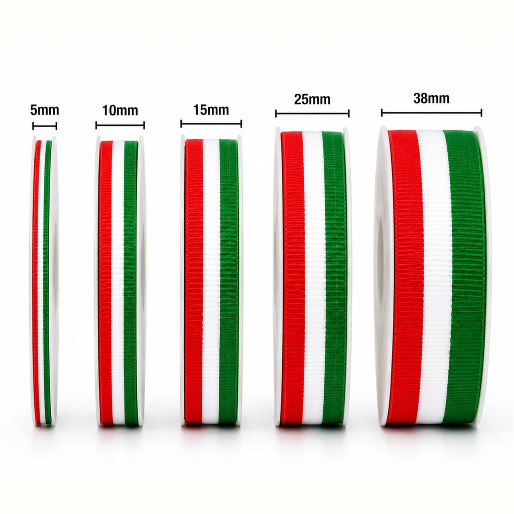 Rollos de Listón Popotillo Tricolor 45 Metros (Variedad de Anchos)
