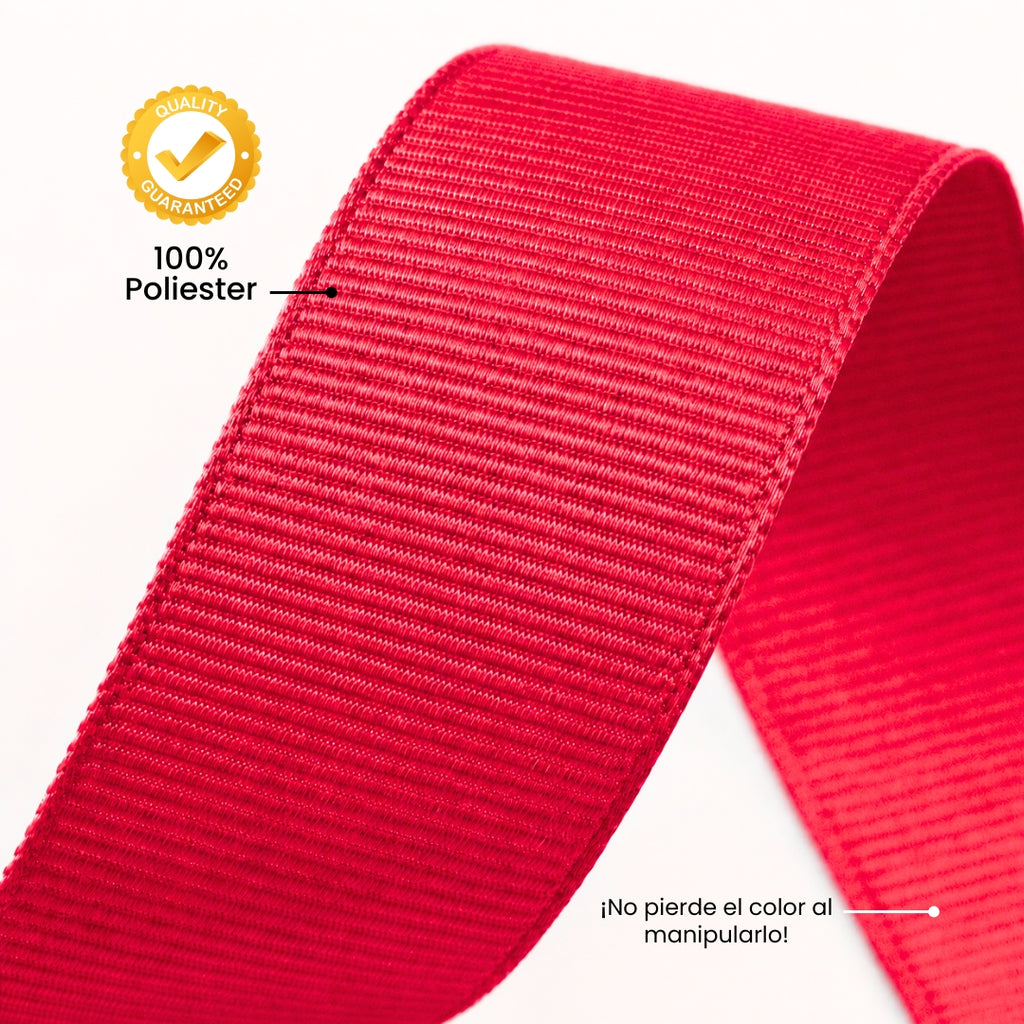 Listón Popotillo #3 de 15 mm x 45 m - Rollo de Cinta Barrotada / Grosgrain para Moños y Manualidades