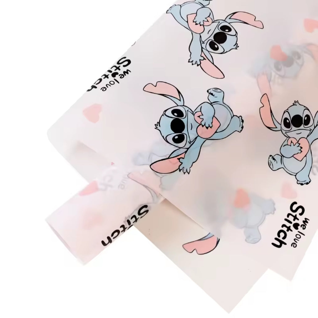 Papel Coreano Transparente Diseño Marco Floreado y Corazón - Paquete con 20 Pliegos para Ramos