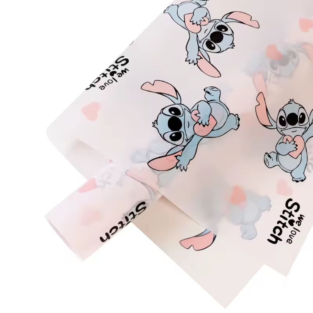 Papel Coreano Transparente Diseño Marco Floreado y Corazón - Paquete con 20 Pliegos para Ramos