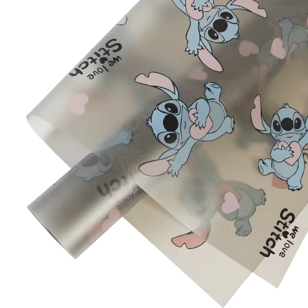 Papel Coreano Transparente Diseño Marco Floreado y Corazón - Paquete con 20 Pliegos para Ramos