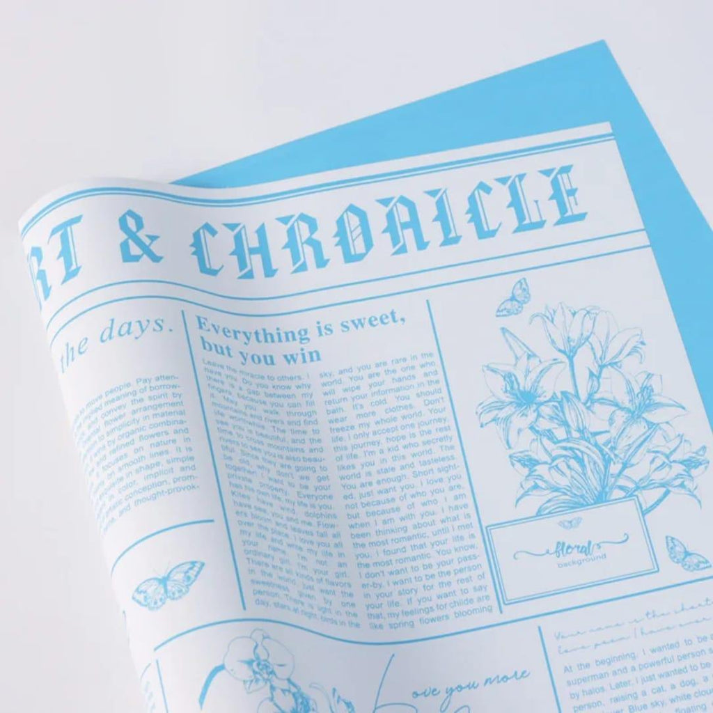 Papel Coreano Diseño Periódico Doble Cara - Pack con 20 Pliegos Impermeables para Ramos y Regalos