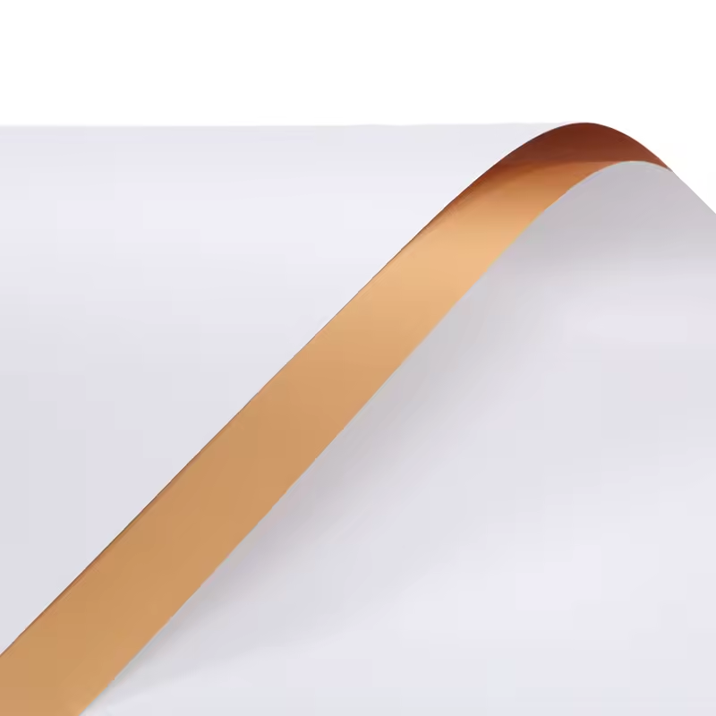 Papel Coreano Doble Cara con Borde Metálico Oro y Oro Rosa - Paquete de 20 Pliegos