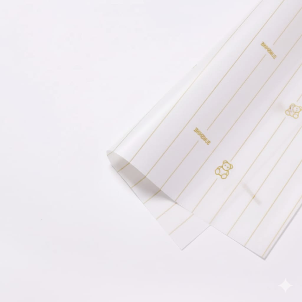 Papel Coreano Diseño Ositos y Corazones - Pack con 20 Pliegos Impermeables (58x58 cm) para Ramos