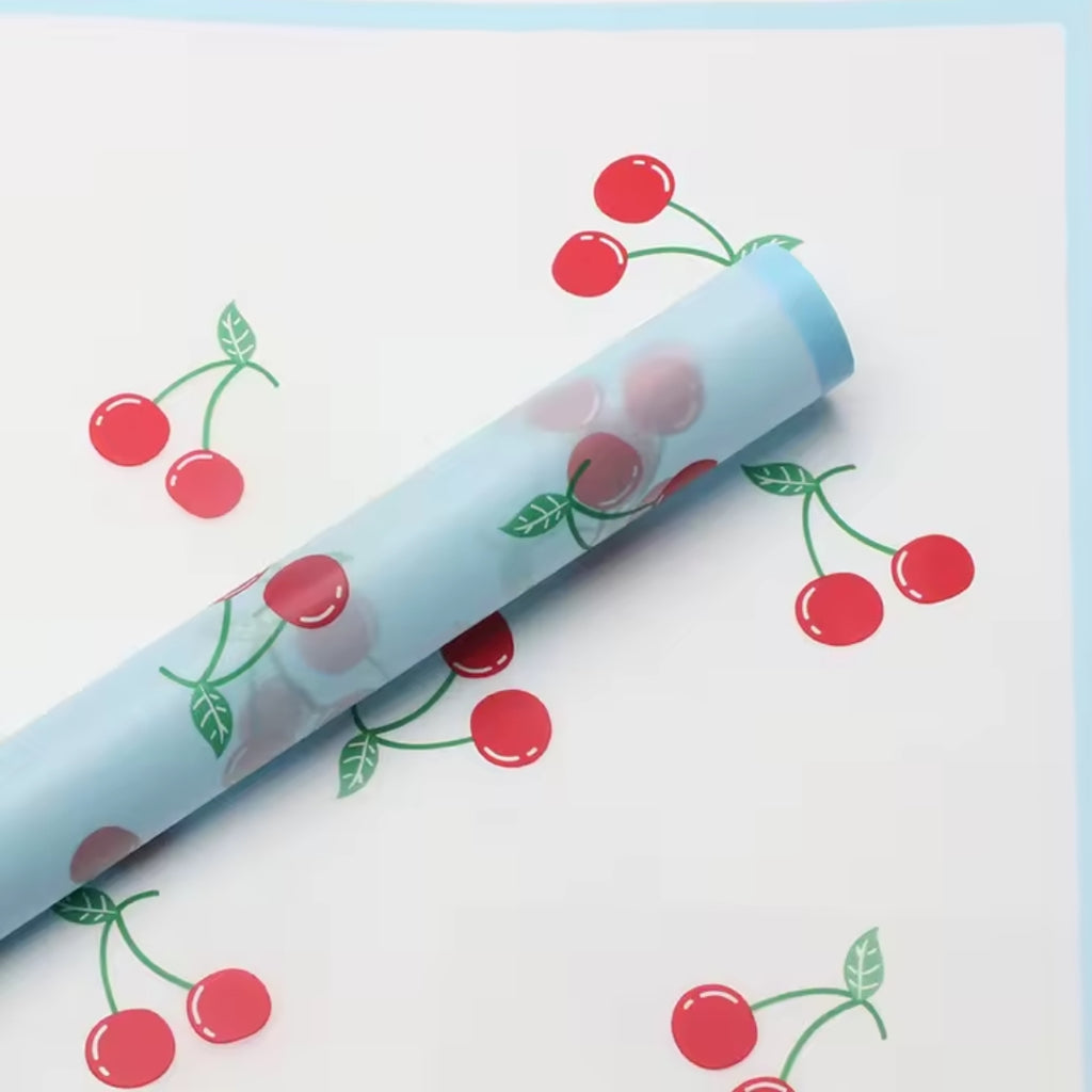 Papel Coreano Diseño Frutal Traslúcido - Paquete con 20 Pliegos para Ramos de Flores