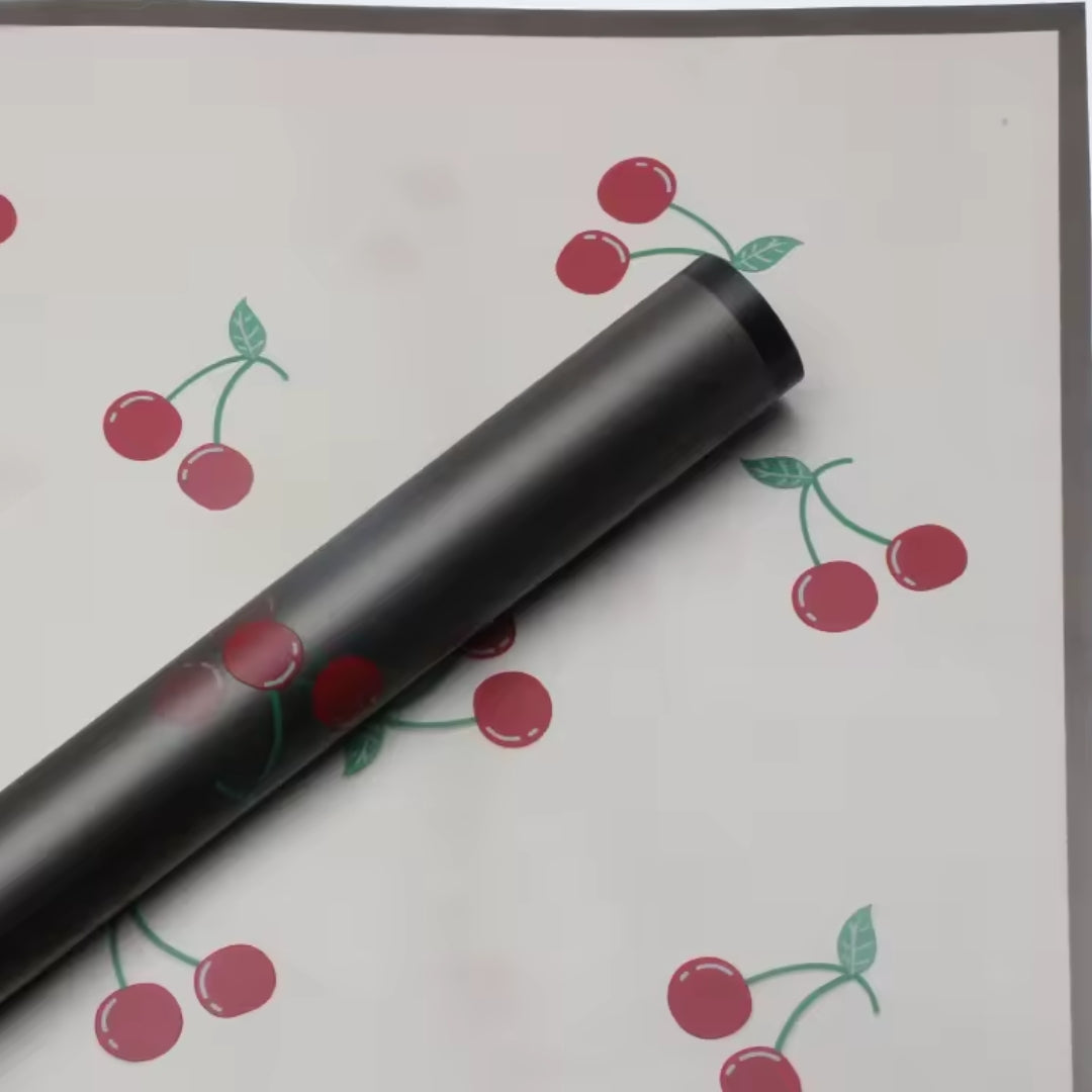 Papel Coreano Diseño Frutal Traslúcido - Paquete con 20 Pliegos para Ramos de Flores