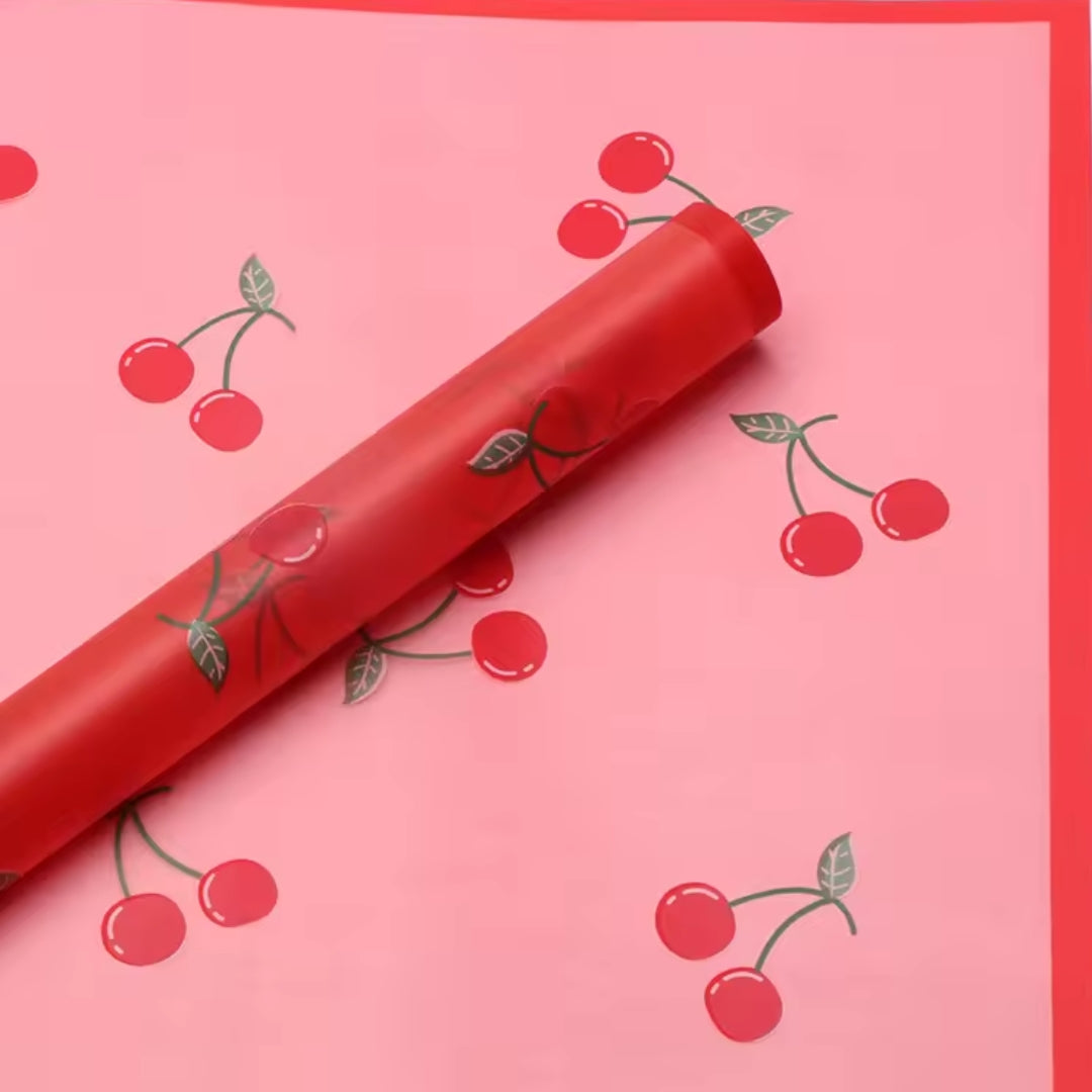 Papel Coreano Diseño Frutal Traslúcido - Paquete con 20 Pliegos para Ramos de Flores