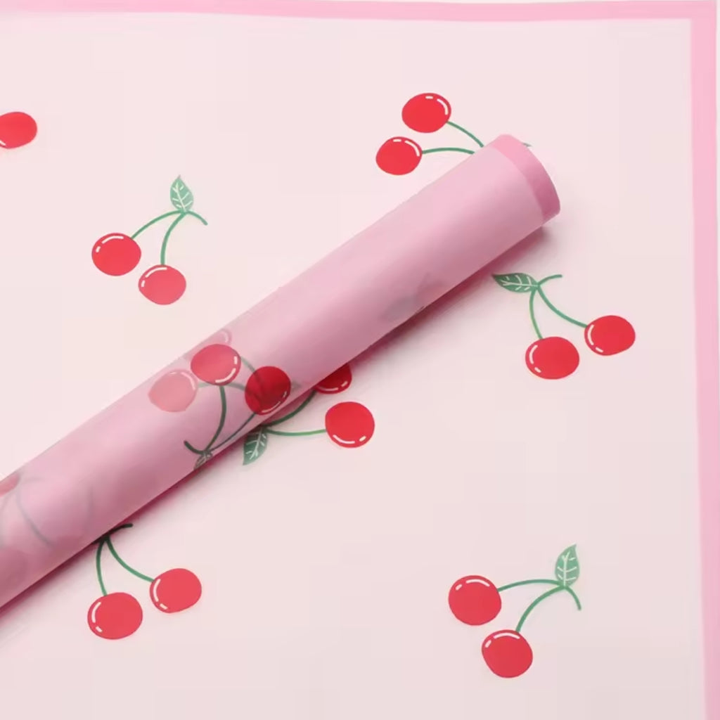 Papel Coreano Diseño Frutal Traslúcido - Paquete con 20 Pliegos para Ramos de Flores