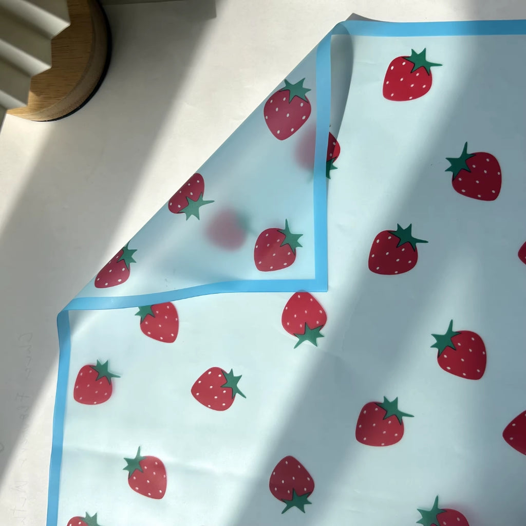 Papel Coreano Diseño Frutal Traslúcido - Paquete con 20 Pliegos para Ramos de Flores
