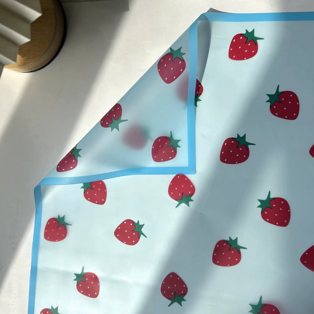 Papel Coreano Diseño Frutal Traslúcido - Paquete con 20 Pliegos para Ramos de Flores