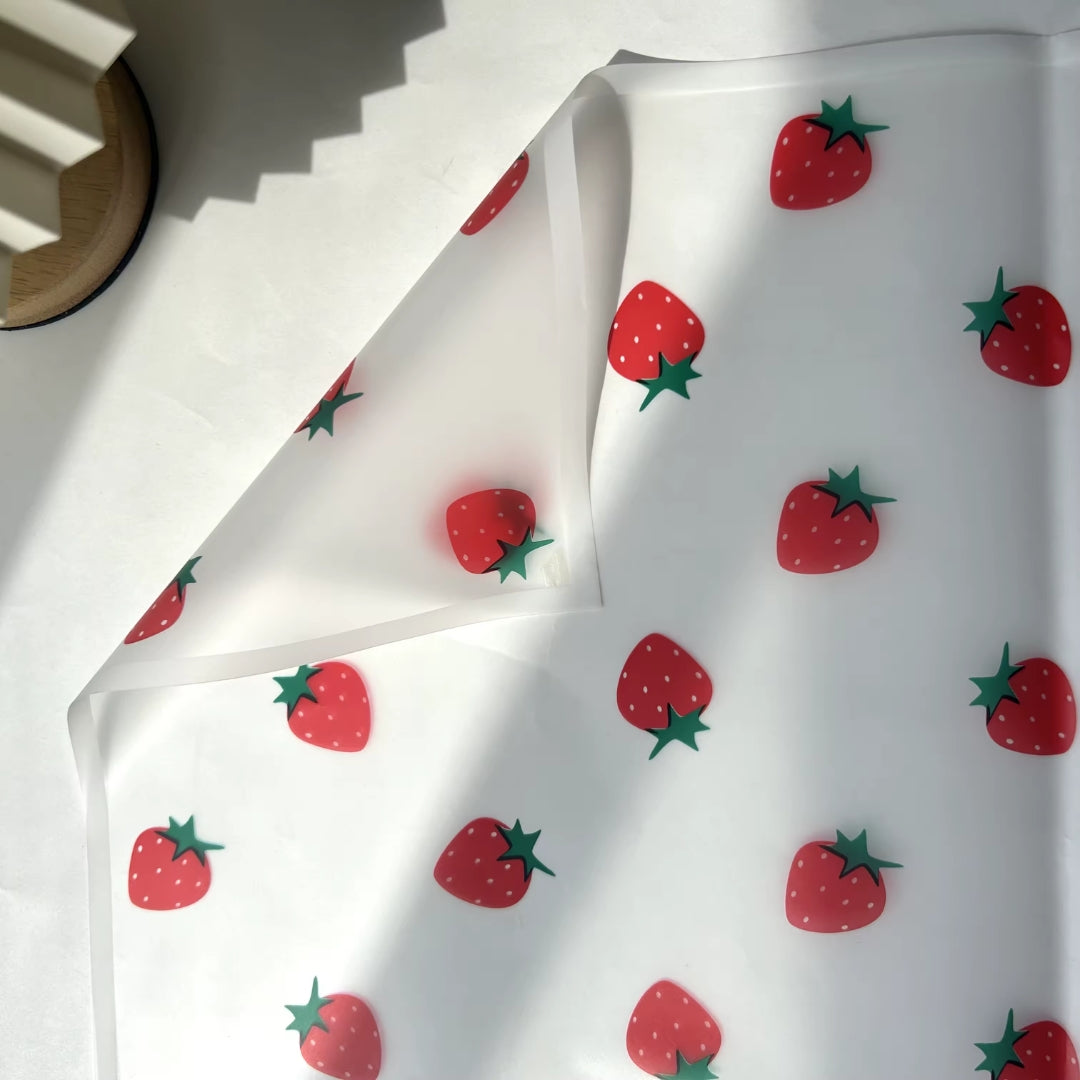 Papel Coreano Diseño Frutal Traslúcido - Paquete con 20 Pliegos para Ramos de Flores