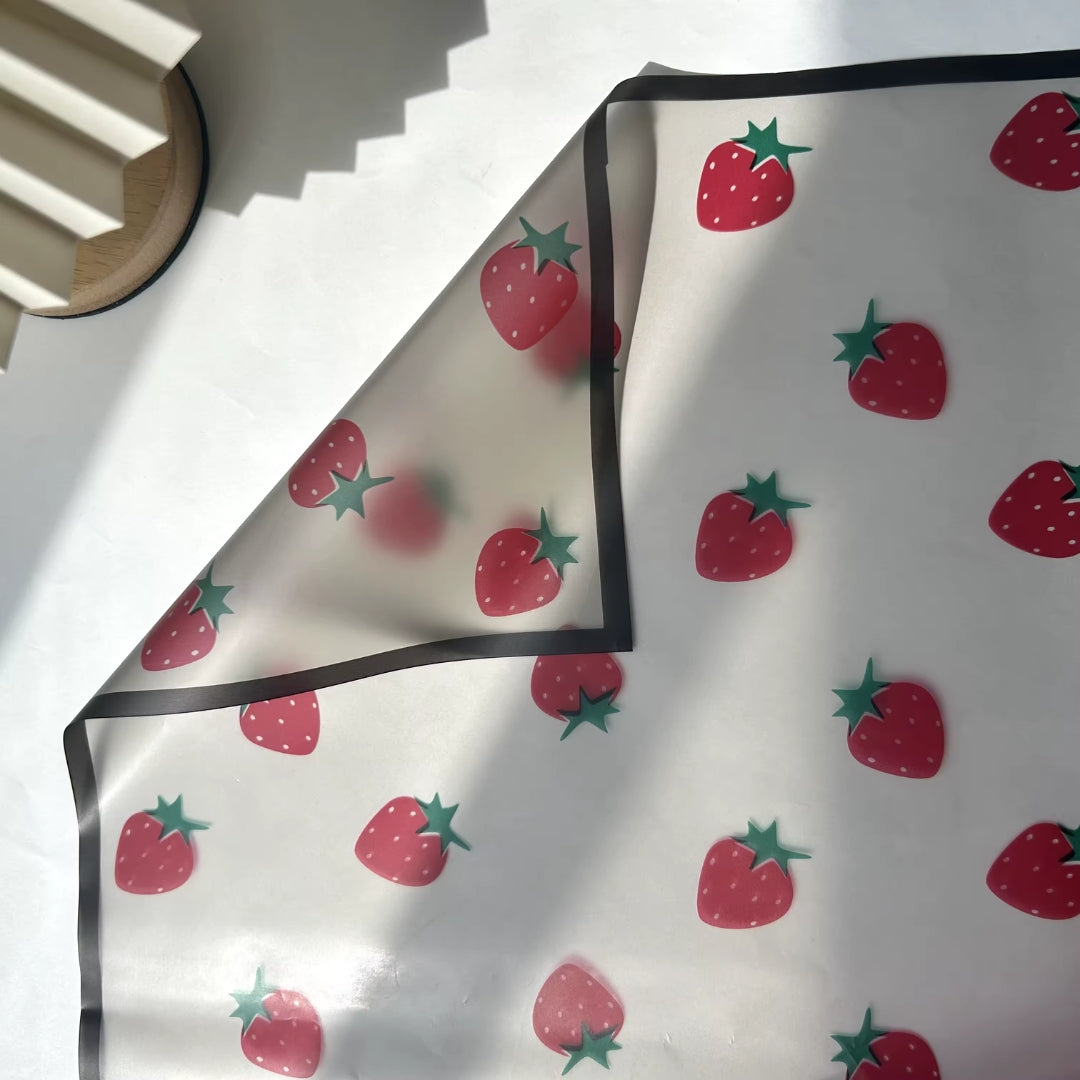 Papel Coreano Diseño Frutal Traslúcido - Paquete con 20 Pliegos para Ramos de Flores