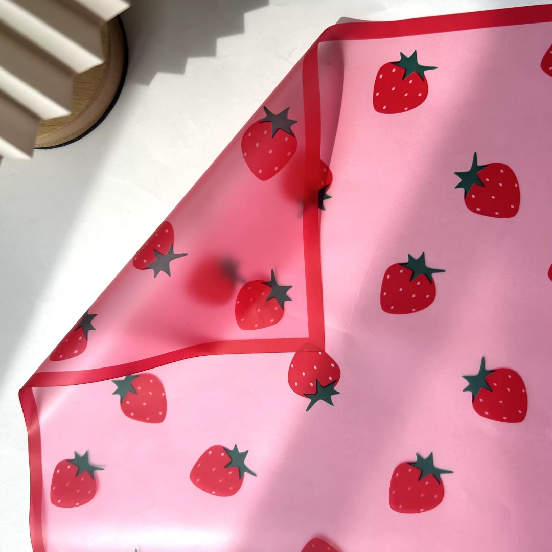 Papel Coreano Diseño Frutal Traslúcido - Paquete con 20 Pliegos para Ramos de Flores