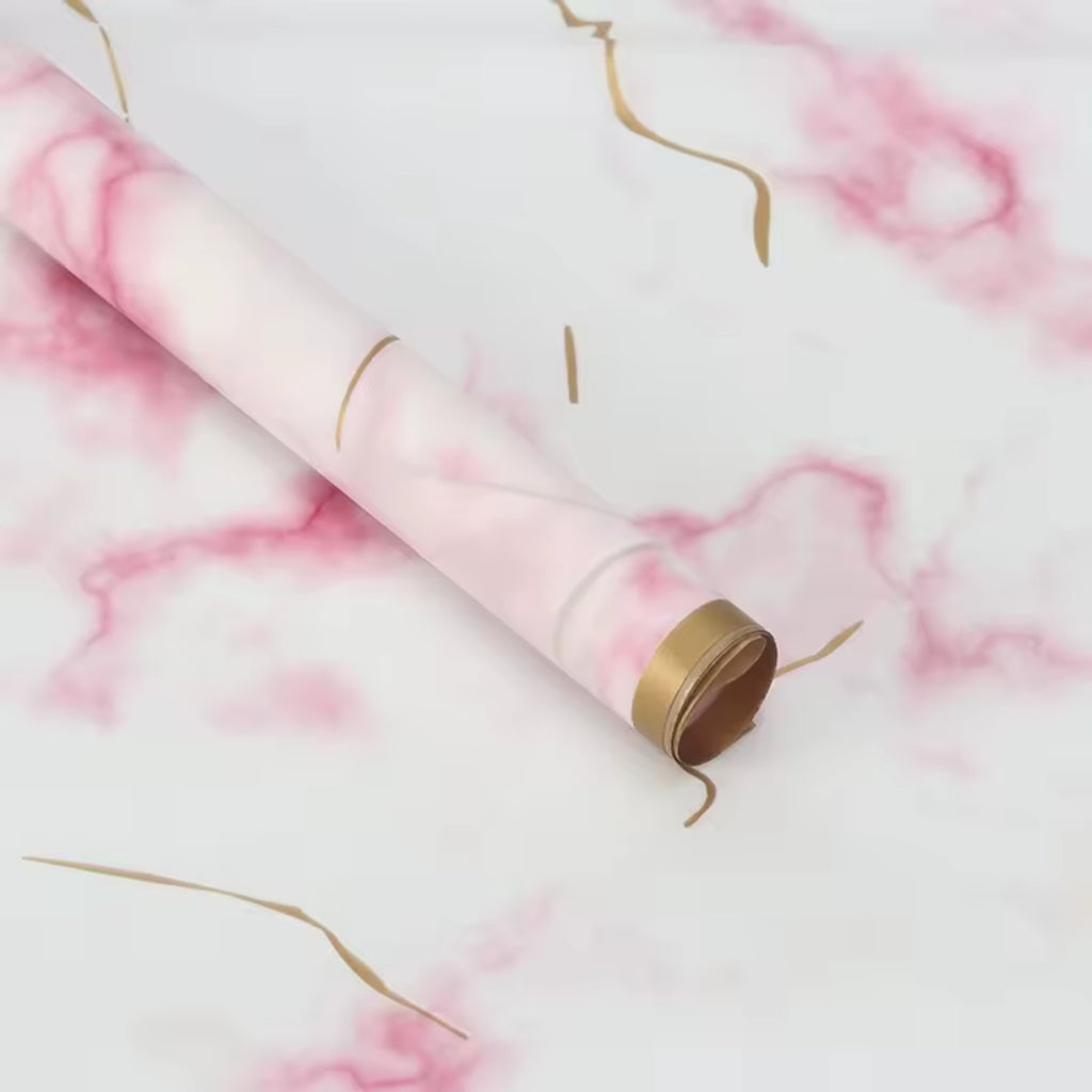 Papel Coreano Diseño Mármol Premium - Pack con 20 Pliegos Impermeables para Ramos y Regalos