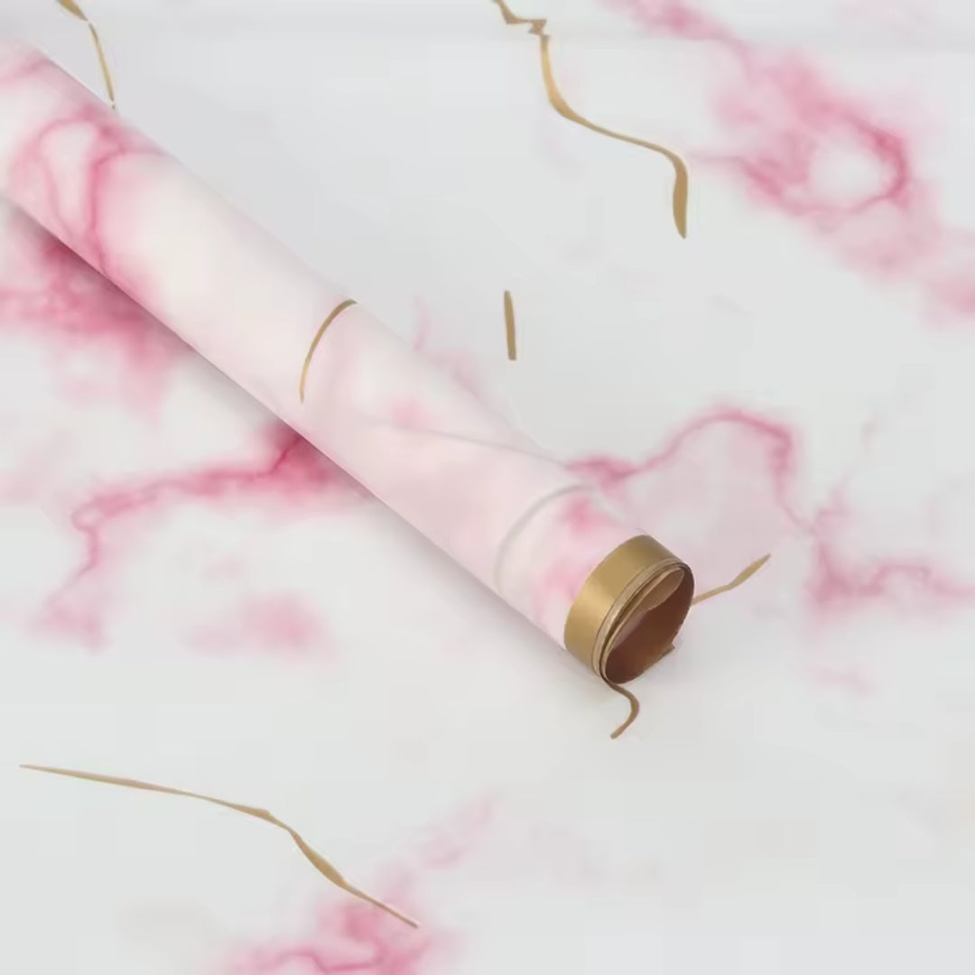 Papel Coreano Diseño Mármol Premium - Pack con 20 Pliegos Impermeables para Ramos y Regalos