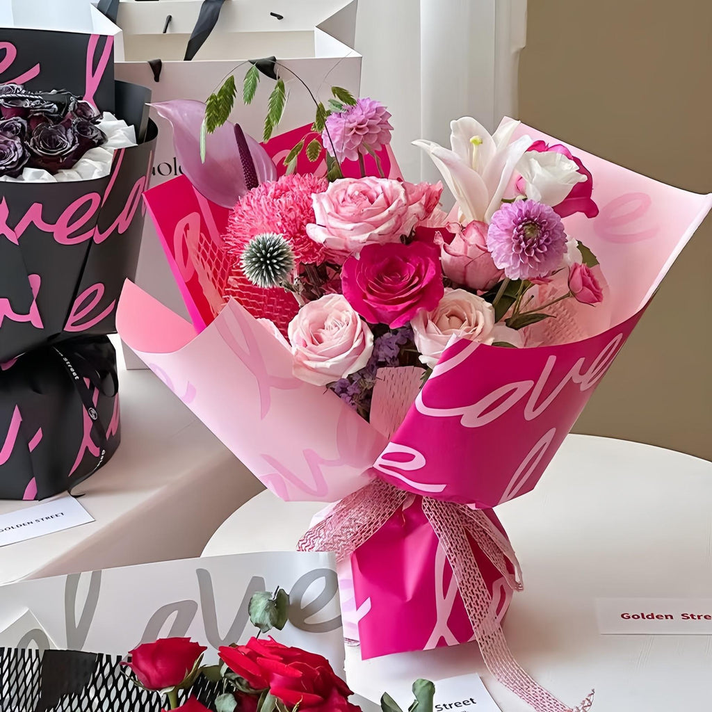 Papel Coreano Estampado Aesthetic - Paquete con 20 Pliegos Impermeables para Ramos y Regalos