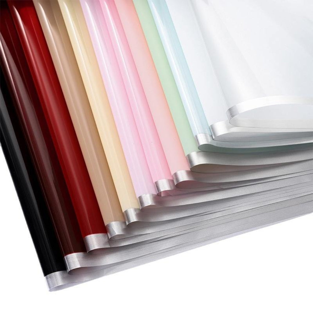 Papel Coreano Impermeable con Orilla Metalizada - Pack con 20 Pliegos para Ramos Buchones