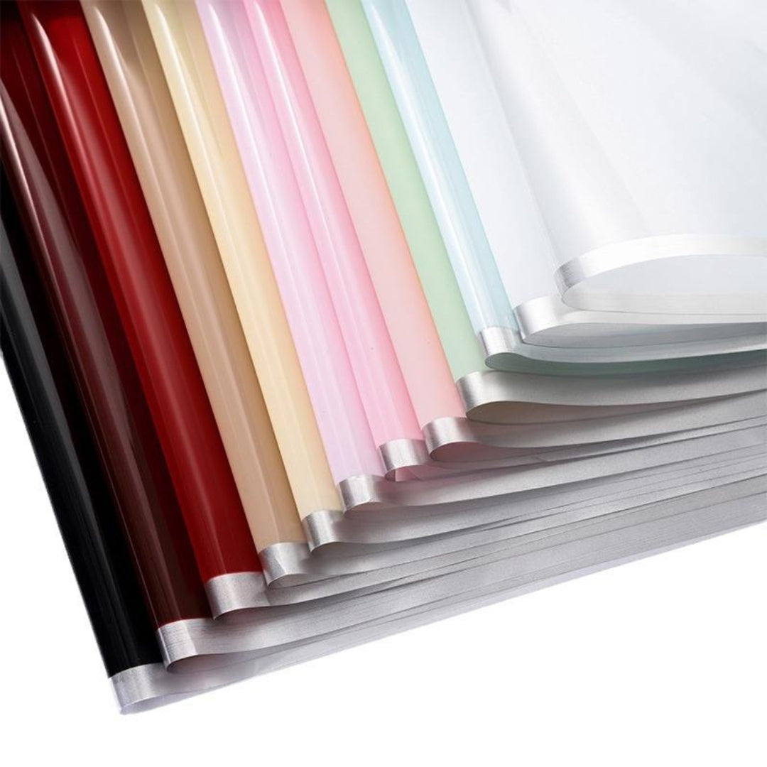 Papel Coreano Impermeable con Orilla Metalizada - Pack con 20 Pliegos para Ramos Buchones