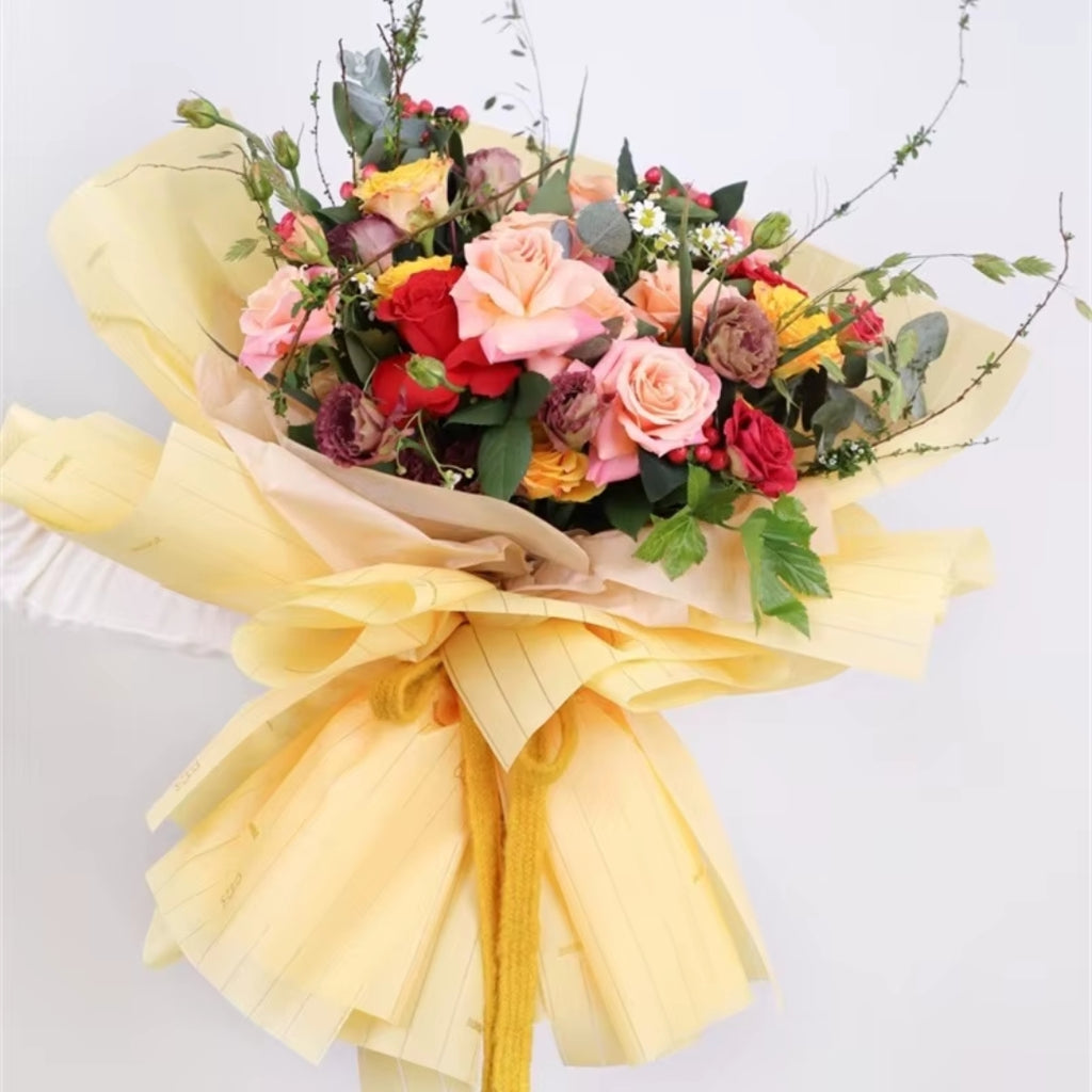 Papel Coreano Diseño Ositos y Corazones - Pack con 20 Pliegos Impermeables (58x58 cm) para Ramos