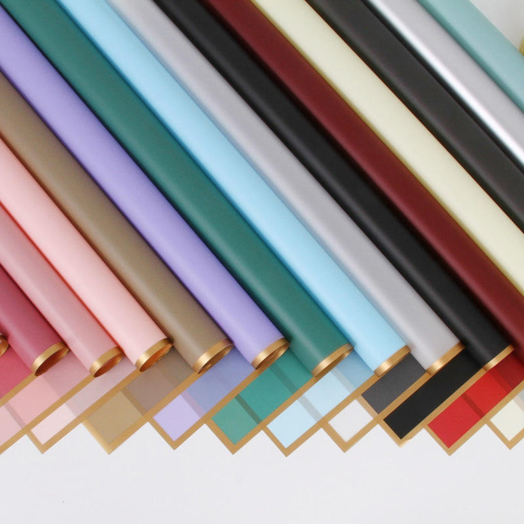 Papel Coreano Impermeable con Orilla Metalizada - Pack con 20 Pliegos para Ramos Buchones