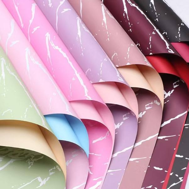 Papel Coreano Diseño Mármol Premium - Pack con 20 Pliegos Impermeables para Ramos y Regalos