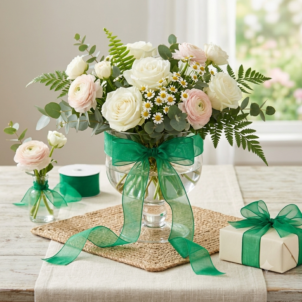 Listón de Organza Liso Premium (40 mm x 22 m) para Ramos y Regalos