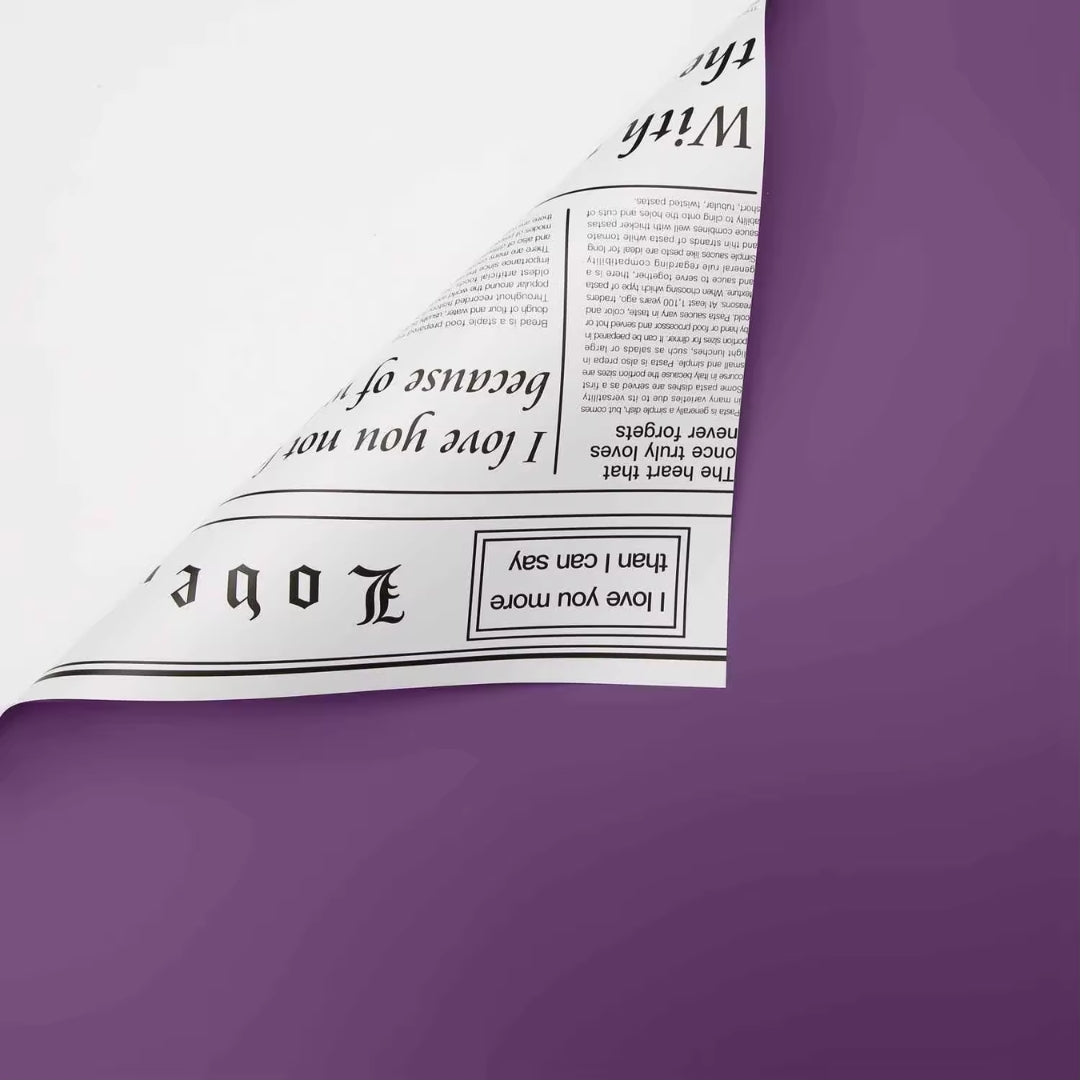 Papel Coreano Diseño Periódico Doble Cara - Pack con 20 Pliegos Impermeables para Ramos y Regalos