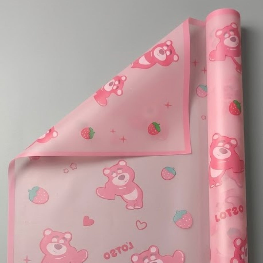 Papel Coreano Diseño Ositos y Corazones - Pack con 20 Pliegos Impermeables (58x58 cm) para Ramos