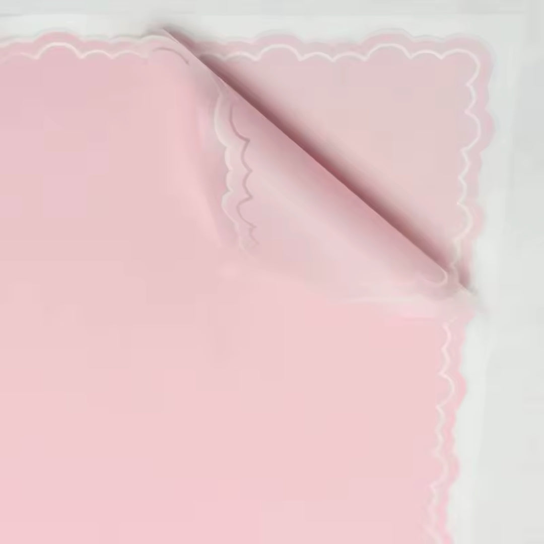 Papel Coreano Transparente Diseño Marco Floreado y Corazón - Paquete con 20 Pliegos para Ramos