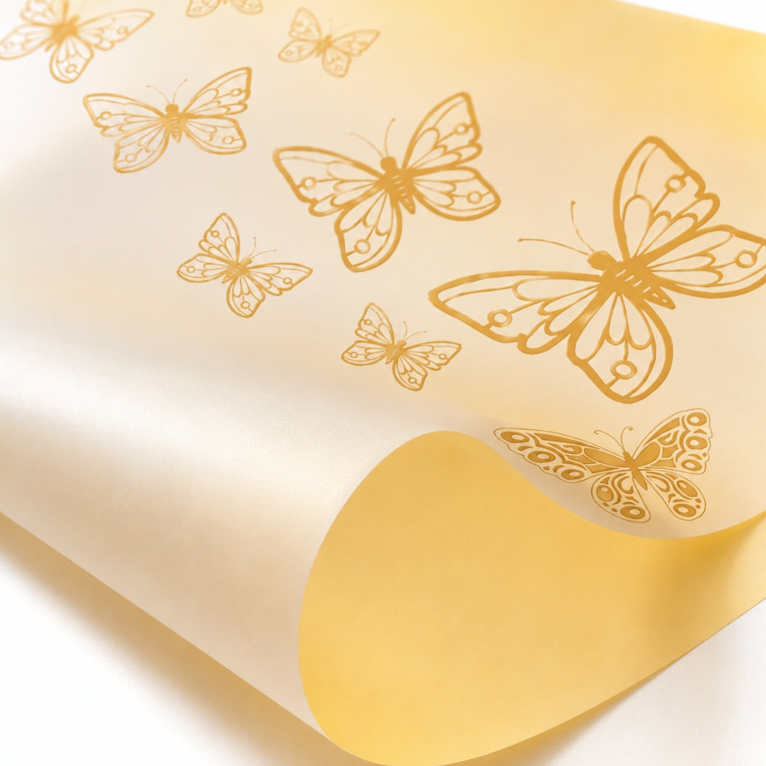 Papel Coreano Colección Flores Amarillas - Pack con 20 Pliegos Impermeables para Ramos