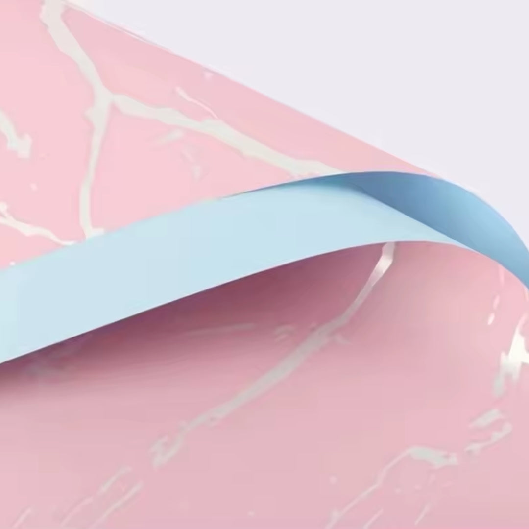 Papel Coreano Diseño Mármol Premium - Pack con 20 Pliegos Impermeables para Ramos y Regalos