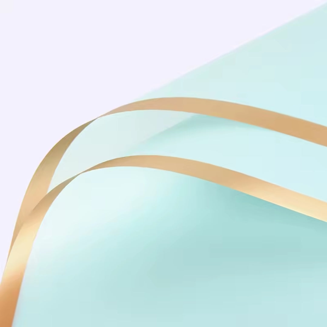 Papel Coreano Impermeable con Orilla Metalizada - Pack con 20 Pliegos para Ramos Buchones