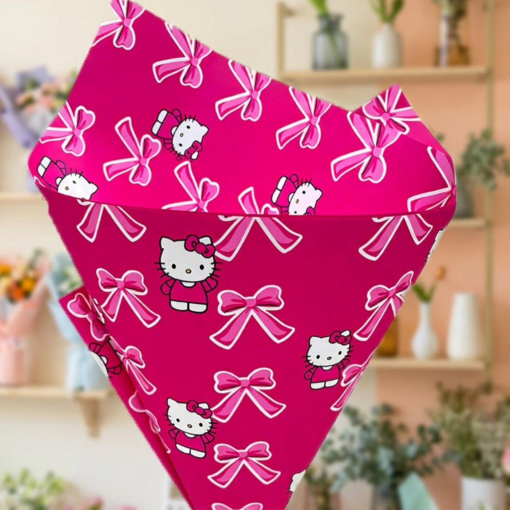 Papel Coreano Transparente Diseño Marco Floreado y Corazón - Paquete con 20 Pliegos para Ramos