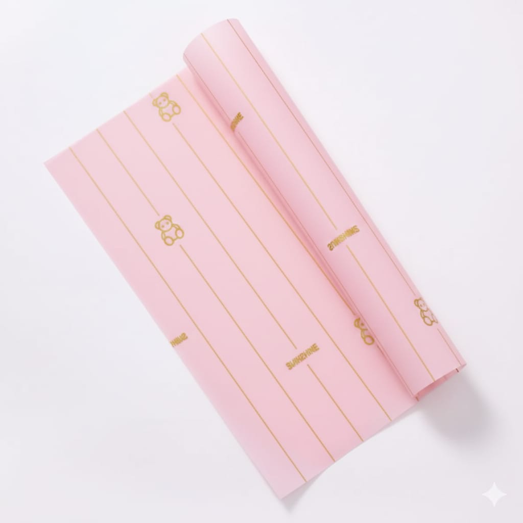 Papel Coreano Diseño Ositos y Corazones - Pack con 20 Pliegos Impermeables (58x58 cm) para Ramos