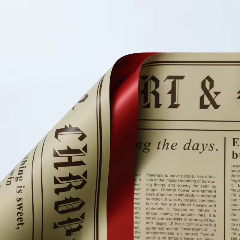 Papel Coreano Diseño Periódico Doble Cara - Pack con 20 Pliegos Impermeables para Ramos y Regalos