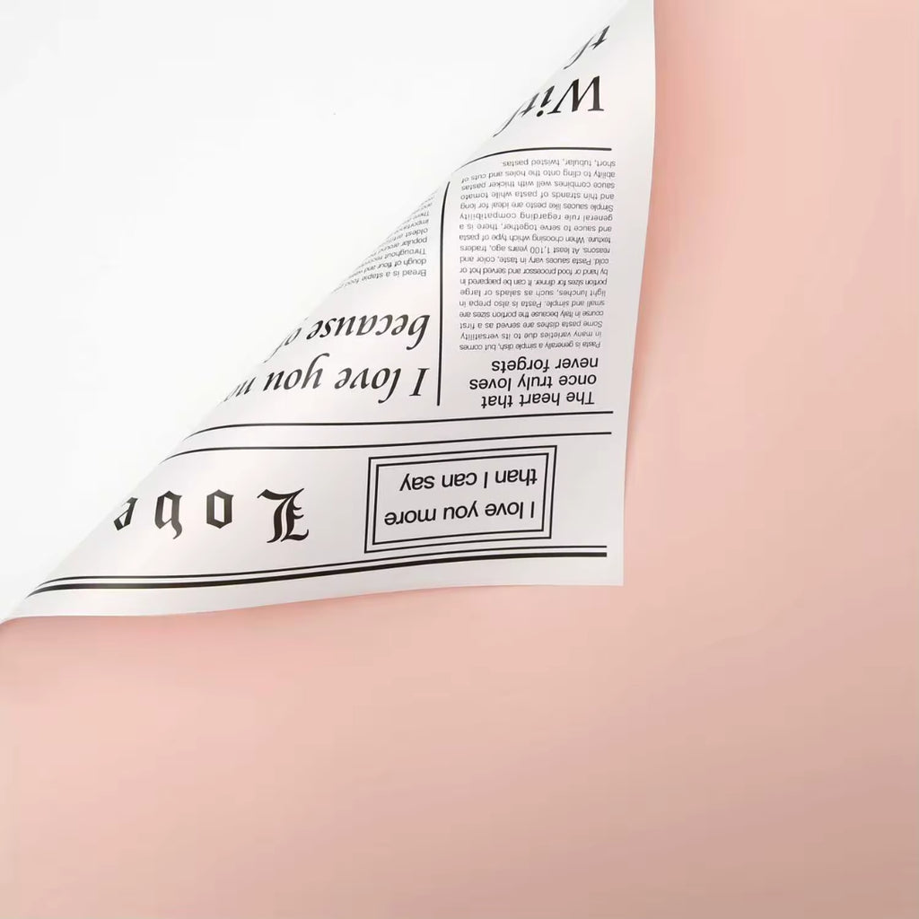 Papel Coreano Diseño Periódico Doble Cara - Pack con 20 Pliegos Impermeables para Ramos y Regalos