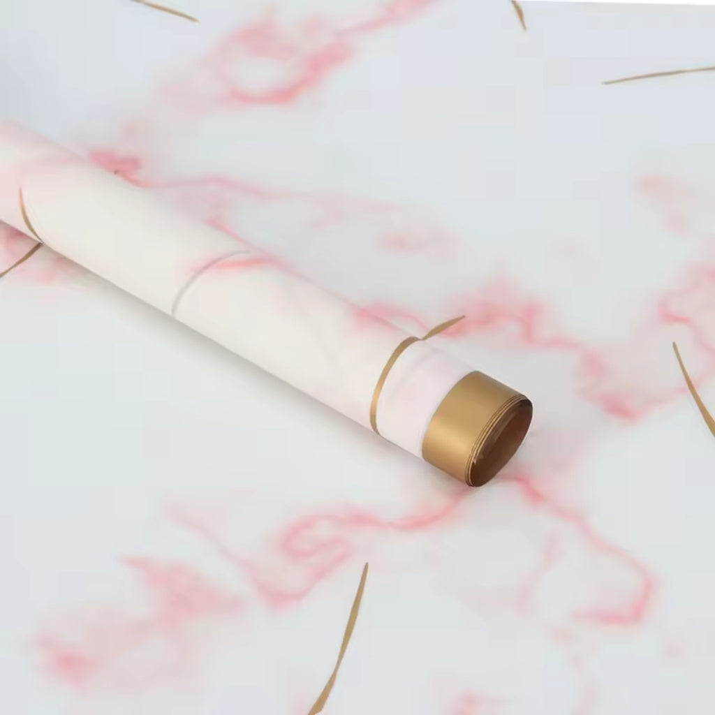 Papel Coreano Diseño Mármol Premium - Pack con 20 Pliegos Impermeables para Ramos y Regalos